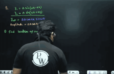 Man In Black Shirt With PW On Back At Blackboard GIF