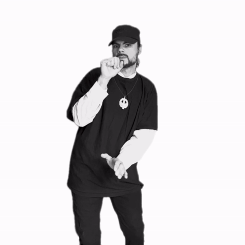 Man In Black Shirt With Skull Pendant GIF