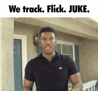 Man In Black Shirt With Text We Track Flick Juke GIF
