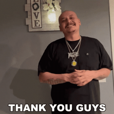 Man In Black Shirt With Thank You Guys Sign GIF