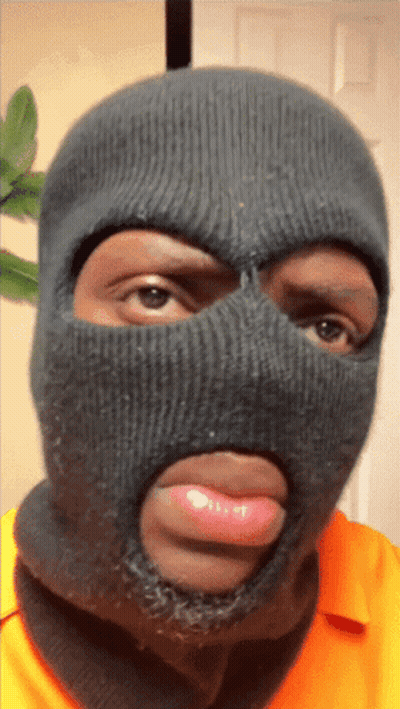 Man In Black Ski Mask With Hole GIF