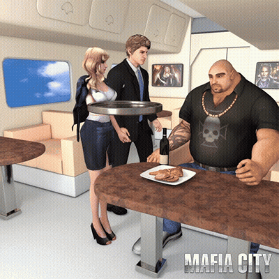 Man In Black Skull Shirt Serving Food To Woman GIF