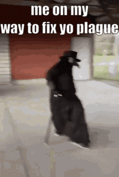 Man In Black Suit And Hat Saying Me On My Way To Fix Yo Plague GIF