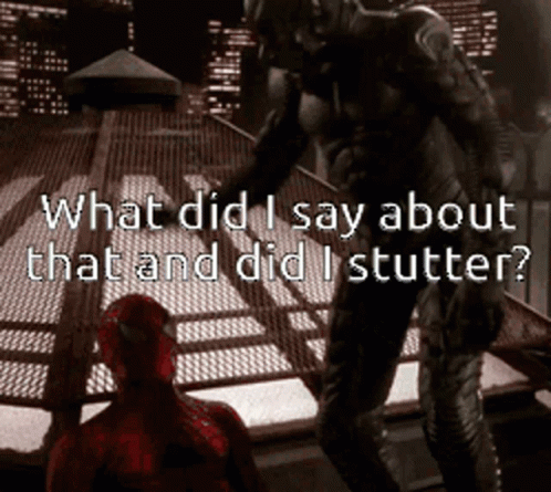 Man In Black Suit And Man In Red Suit Saying What Did I Say GIF