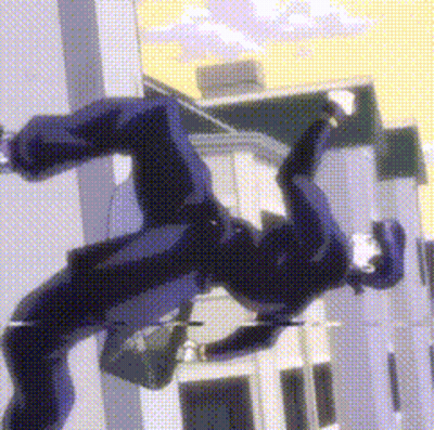 Man In Black Suit Falling From Building GIF