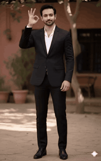 Man In Black Suit Giving OK Sign GIF