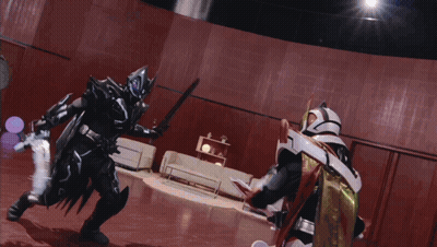Man In Black Suit Holding Sword GIF