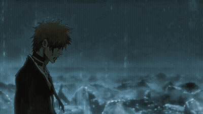 Man In Black Suit Standing In Rain With Blood GIF
