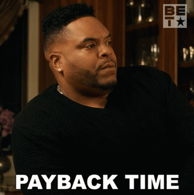 Man In Black Sweater Saying Payback Time GIF