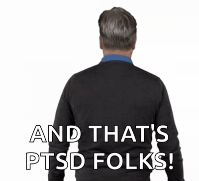 Man In Black Sweater Says That's PTSD Folks! GIF