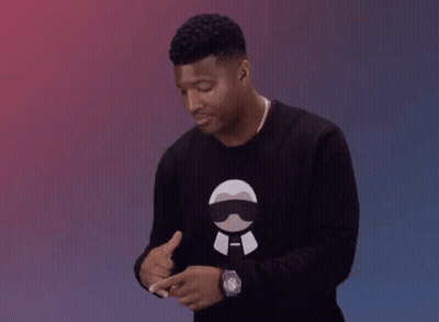 Man In Black Sweater With Karl Lagerfeld Icon GIF