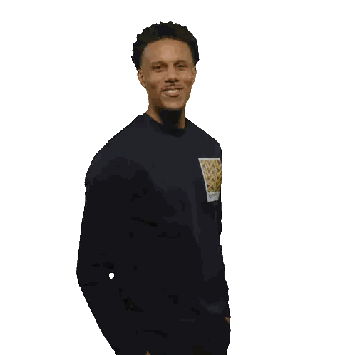 Man In Black Sweatshirt With Yellow Square Sticker