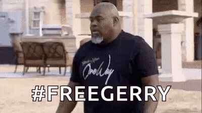 Man In Black T-Shirt Saying Free Gerry GIF