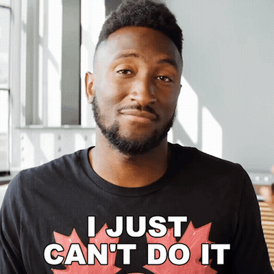 Man In Black T-Shirt Saying I Just Can't Do It GIF