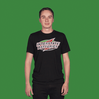 Man In Black T-Shirt Saying Interstate Batteries GIF
