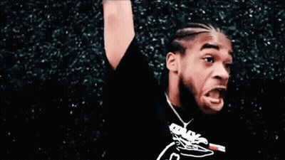 Man In Black T-Shirt With Face Drawing GIF