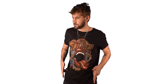 Man In Black T-Shirt With Rolling Stones Logo Sticker