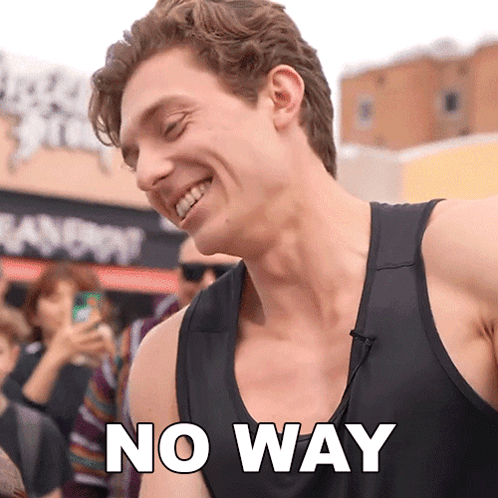 Man In Black Tank Top Smiling Saying No Way GIF