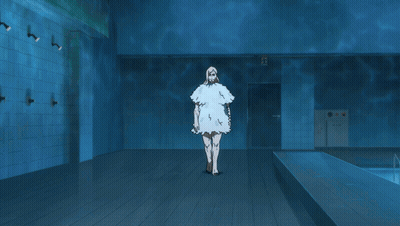 Man In Black Turtleneck And Woman In White Dress In Dark Room GIF