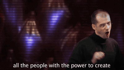 Man In Black Turtleneck Saying Use An Apple GIF