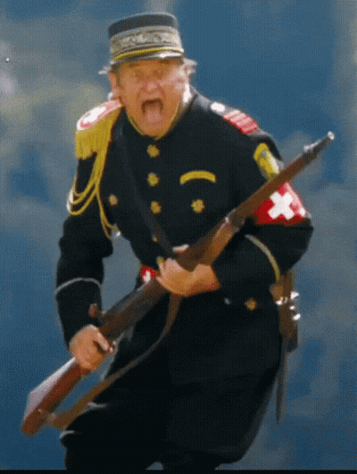 Man In Black Uniform Holding Gun GIF