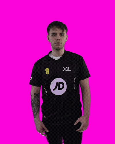 Man In Black XL JD Shirt Arms Outstretched GIF