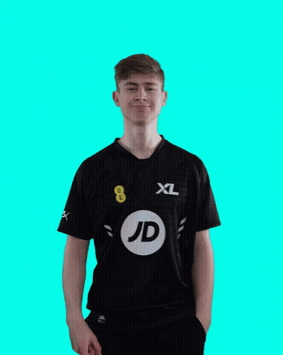 Man In Black XL Shirt With JD GIF