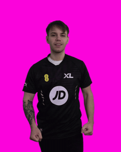 Man In Black XL Shirt With JD GIF