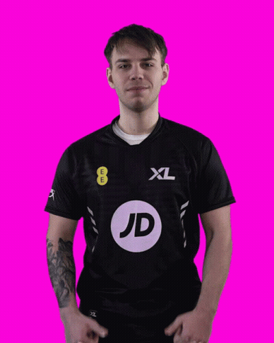 Man In Black XL Shirt With JD GIF