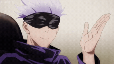 Man In Blindfold And Purple Jacket Waving GIF