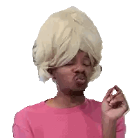Man In Blonde Wig And Pink Shirt Making Funny Face Sticker