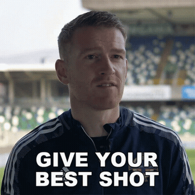Man In Blue Adidas Jacket Says Give Your Best Shot GIF