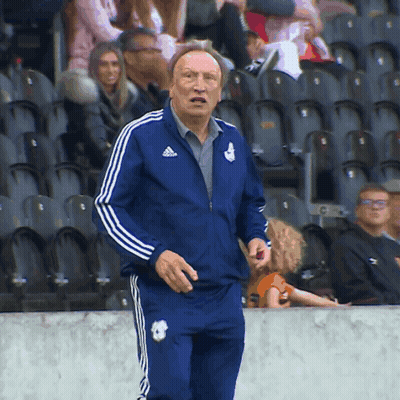 Man In Blue Adidas Jacket Standing In Stadium GIF