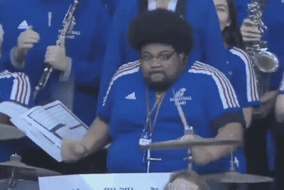 Man In Blue Adidas Shirt Playing Drums GIF