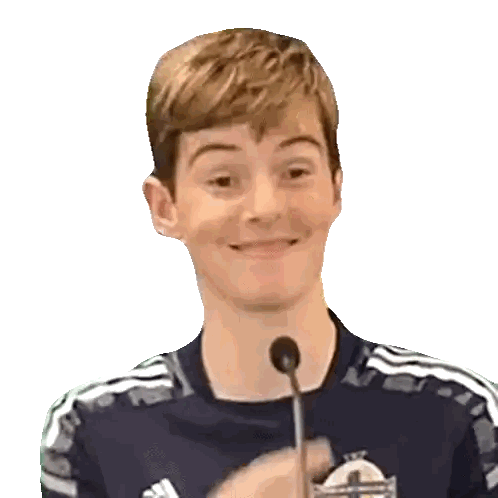 Man In Blue Adidas Shirt Smiling With Microphone Sticker