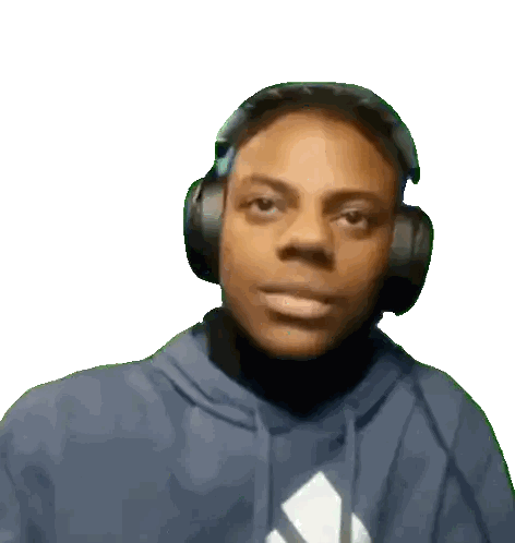 Man In Blue Adidas Shirt With Headphones Sticker
