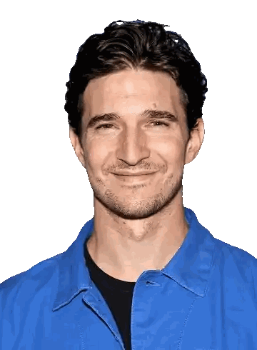Man In Blue And Black Shirt Smiling Sticker