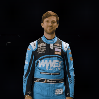Man In Blue And Black Wwex Racing Jacket GIF