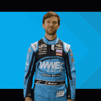 Man In Blue And Black WWEX Racing Uniform GIF