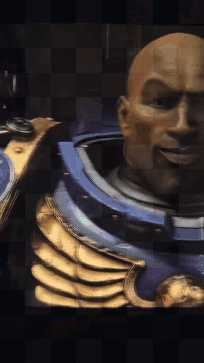 Man In Blue And Gold Armor GIF