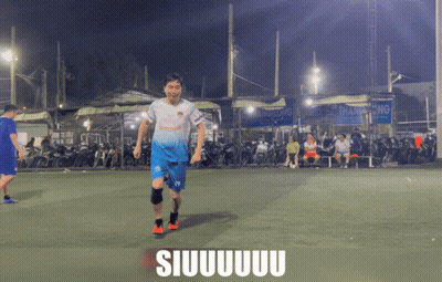 Man In Blue And White Jersey Running Siuuuuuuu GIF