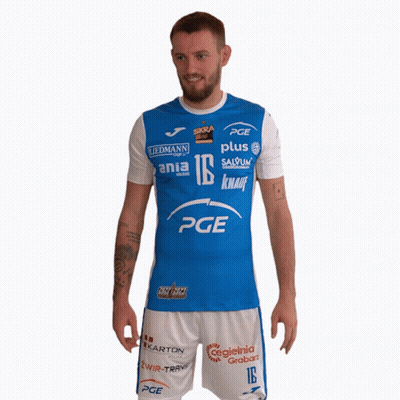 Man In Blue And White PGE Shirt Hand To Forehead GIF