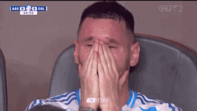Man In Blue And White Shirt Crying Watching Game On CTV2 GIF
