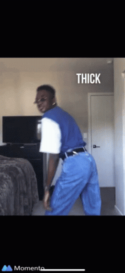 Man In Blue And White Shirt Dancing Thick GIF