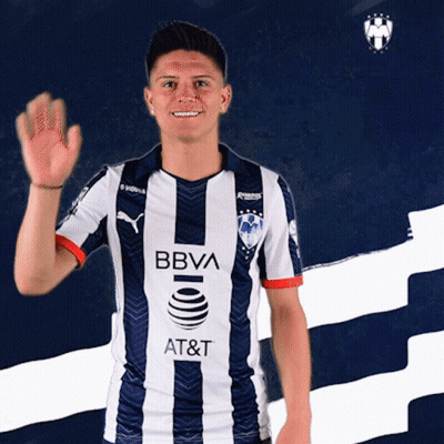 Man In Blue And White Striped Shirt With BBVA AT&T GIF