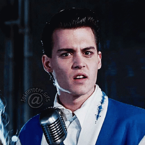 Man In Blue And White Suit At Microphone Johnny Depp Gifs GIF