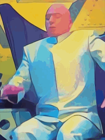 Man In Blue And White Suit Painting GIF
