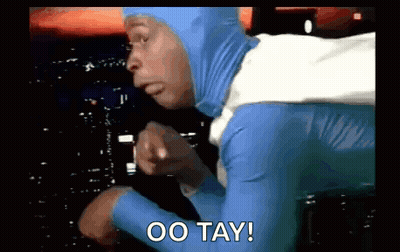 Man In Blue And White Superhero Costume Pointing Saying Oo Tay GIF