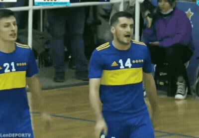 Man In Blue And Yellow Jersey Number 14 GIF
