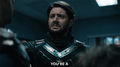 Man In Blue Armor Saying Disappointment GIF